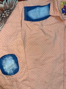 Stylish Men's Peach Polka Dot Shirt