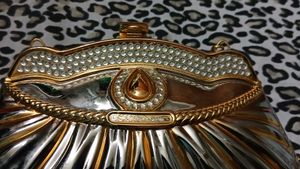 Vintage Metallic Clutch Bag with Rhinestones