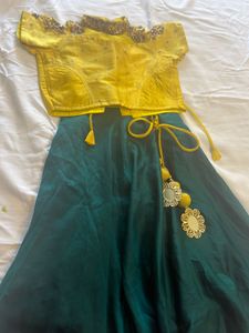 Yellow & Green Embellished Lehenga Choli