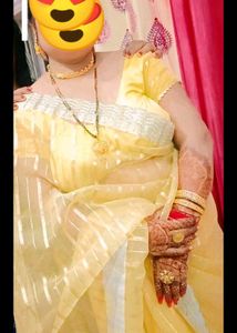 Elegant Yellow Organza Saree