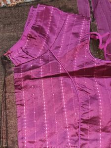 Ethnic Shining Brown saree  With Stich Blouse