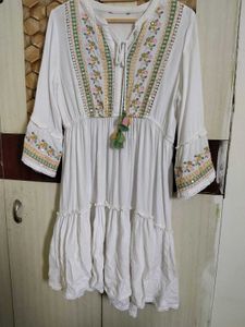 Boho Embroidered White Dress