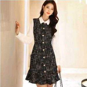 Chic Tweed Dress with Pearl Buttons
