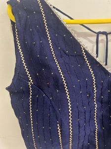 Elegant Navy Blue Lehenga with Padded Blouse