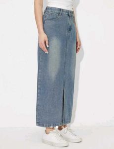 Stylish Denim Maxi Skirt