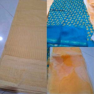 Sheer Yellow , sea green  , blouse piec