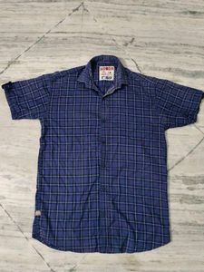 R-89 Blue Checkered Casual Shirt