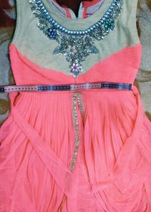 Party Wear Dark Pink Frock ( 7-14 )Age Girls