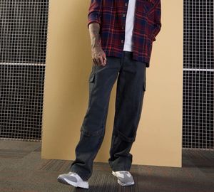 Men's Charcoal Grey Cargo Jeans