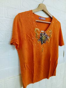 Elegant Orange with Floral Design