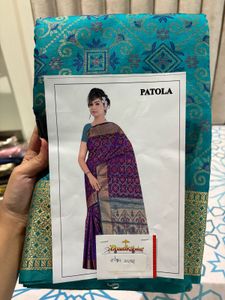 Beautiful Teal Patola Silk Saree