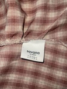 Retro Plaid Flared Sleeve Blouse(Size: Medium))