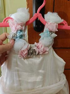 Cream Floral Neckline Party Dress