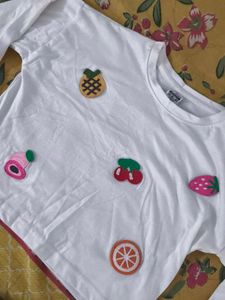 Cute Fruit Applique Long Sleeve T-Shirt