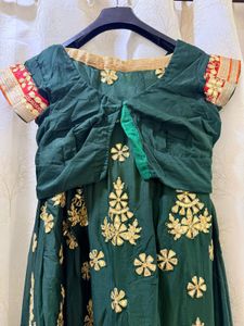 Green &amp; Red Embroidered Heavy Lehenga Choli Set