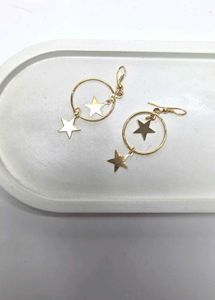 Gold Star Hoop Earrings