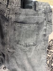 Gray Cropped Denim Jeans