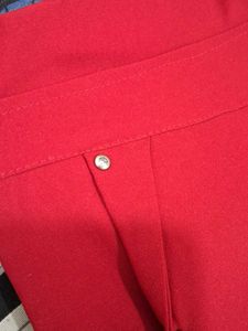 Women's Red Comfort Fit Pants