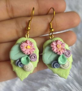Handmade Pastel Floral Clay Earrings | Aesthetic S
