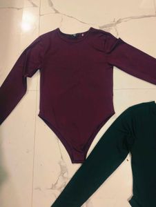 2 shein branded Bodysuit - Burgundy black