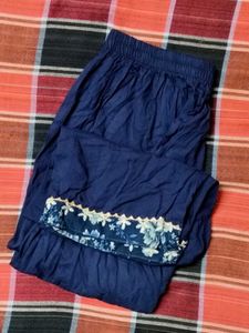 Festive Navy Blue Indian Anarkali Floral Print.
