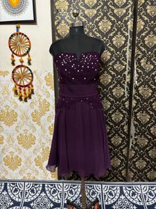 Purple Strapless Party Dress