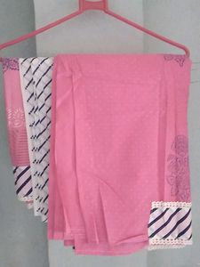 Pink Printed Dress Material.