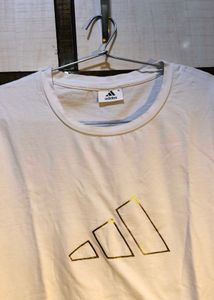 Adidas White T-Shirt with Gold Logo