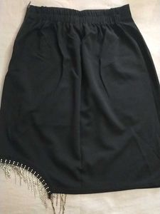 Sparkly Fringe Black Mini Skirt