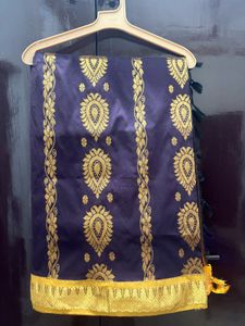 Elegant Dark Purple Saree with Gold Zari
