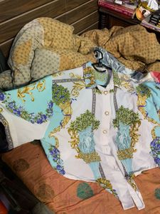 Exquisite Vintage Floral Print Button-Up Shirt