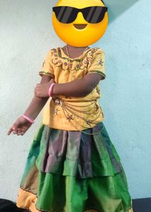 Beautiful Kids yellow and green Lehenga Choli Set