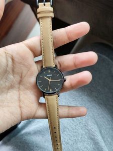 Casio Leather Strap Watch - Black Dial