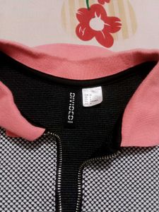 Gray &amp; Pink Zip Polo Dress