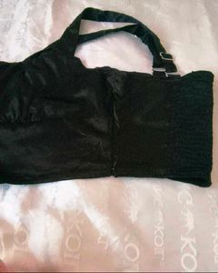 Sleek Black Ruched Crop Top