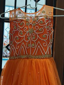 Beautiful Orange Embroidered frock
