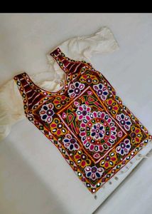 Embroidered Crop Top with Bell Sleeves