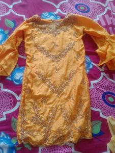 Orange Embroidered Kurta Set with Dupatta