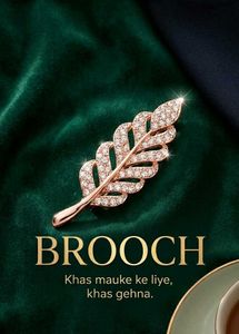 Sparkling Leaf Brooch Pin