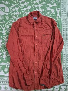 Men's Rust Color Button-Down Shirt