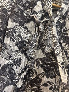 Elegant Black Lace Print Blouse