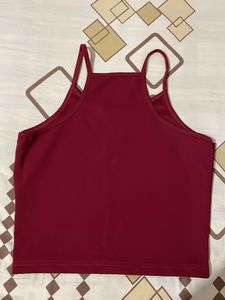 Maroon Spaghetti Strap Crop Top