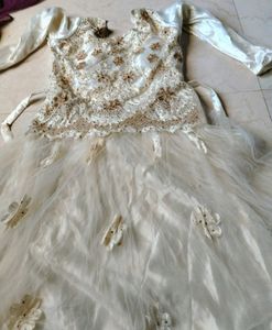 🤍 Beautiful Cream Net Barbie Gown 🤍