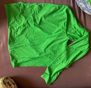 Bright Green Twist Front Crop Top