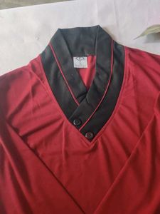 Maroon V-Neck T shirt in full arm,👚
