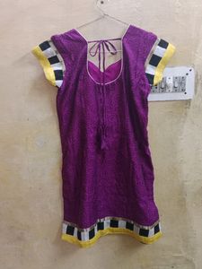 Women's Purple Kurta With Cream Churidar