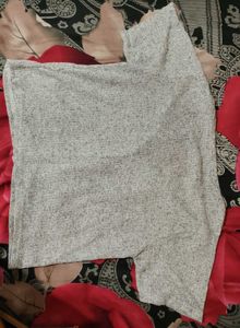 Gray Button-Up Knit Top