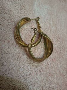 Gold Tone Twisted Hoop Earrings