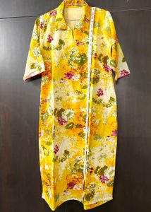 Vibrant Yellow Floral Print Kurta