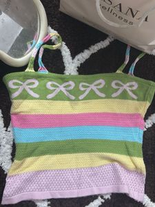 Striped Knit Camisole with Bows